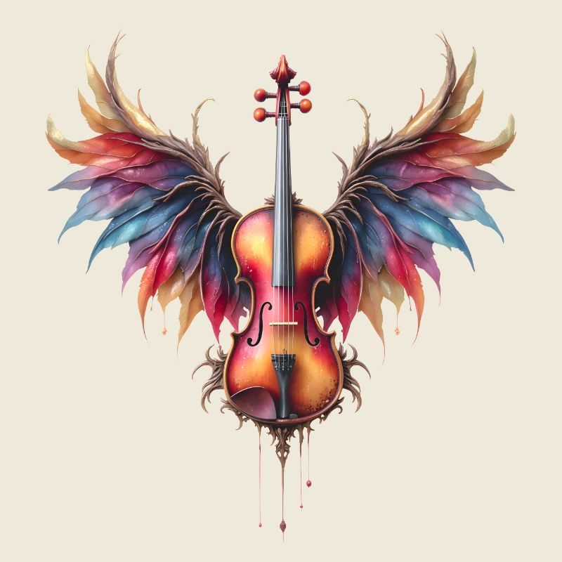 Violon aux ailes arc-en-ciel