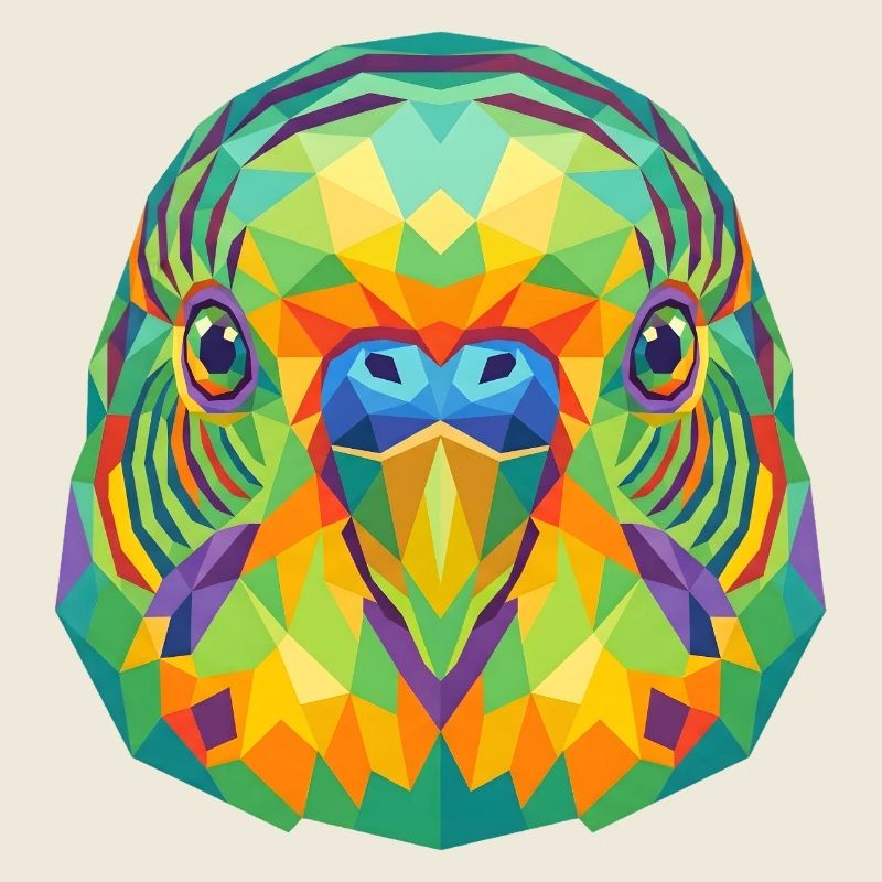 Colorful Geometric Budgie Pop Art