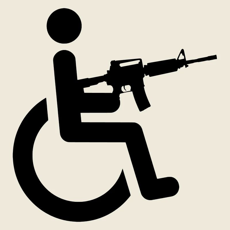 Rollstuhlfahrer mit Waffe #