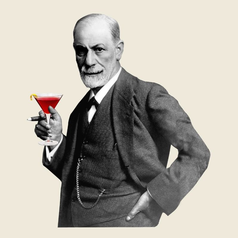 Sigmund Freud mit Cocktail