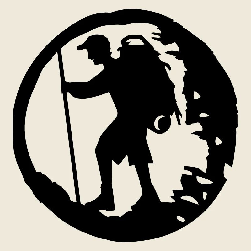 A hiker with backpack and trekking pole
