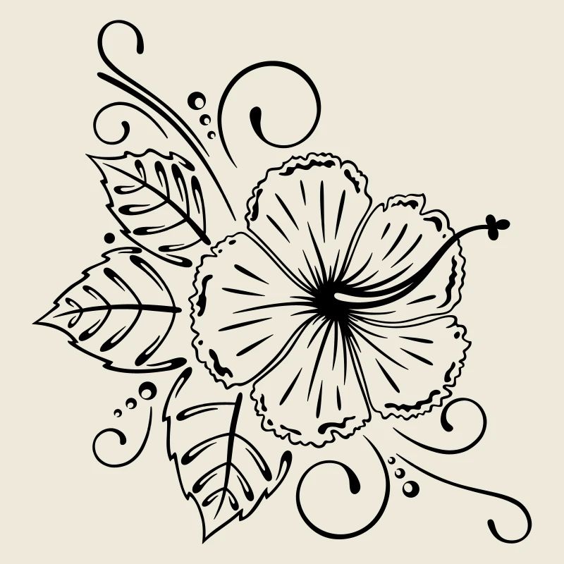 Large hibiscus flower with leaves.