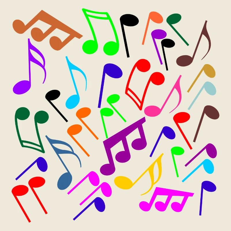Music notes in color criss-cross version