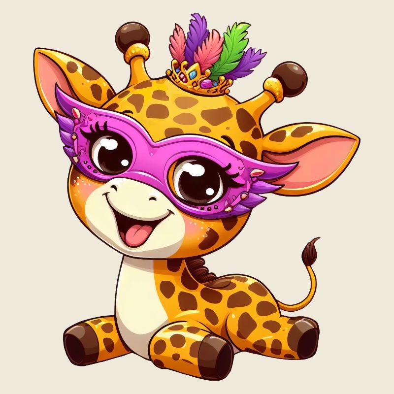 Mardi Gras Comic Giraffe: Sweet Celebration