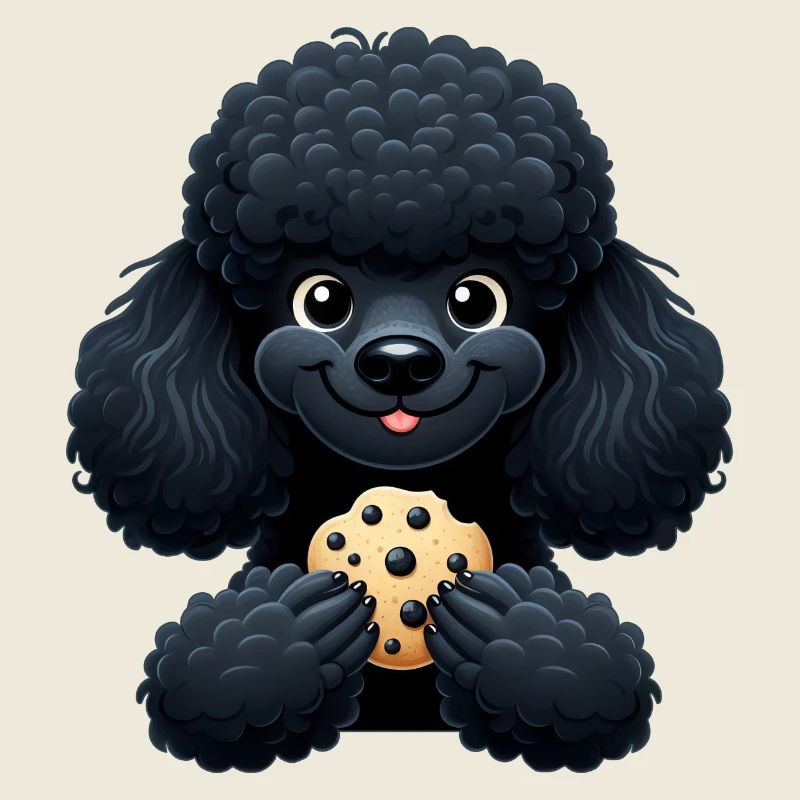 Black Poodle with Biscuit Cute Design
