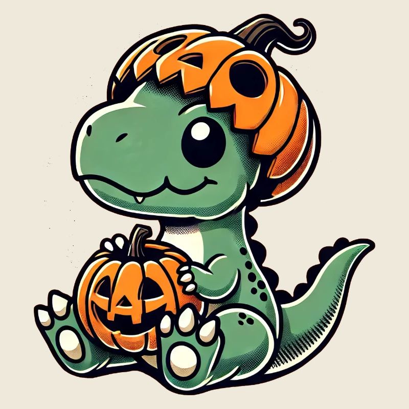 Mignon Halloween Dino T-Rex Dessin animé Citrouille