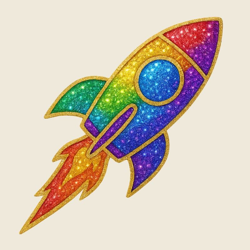 Rainbow Rocket Glitter Design