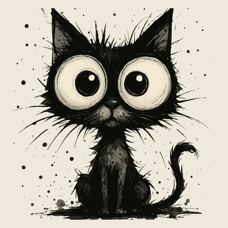 Drôle de chat noir avec de grands yeux – splash