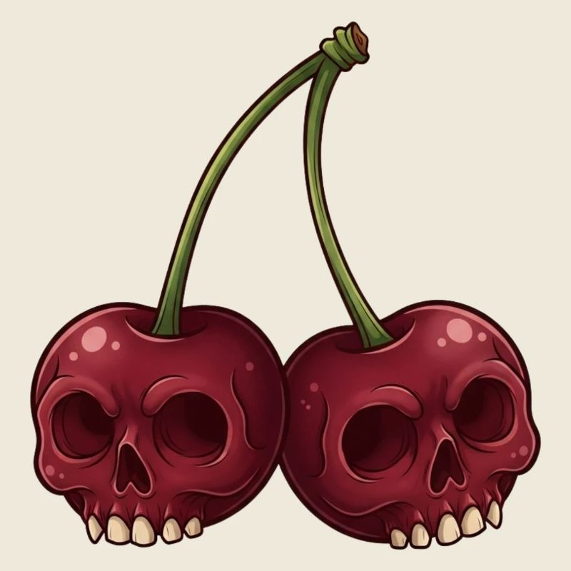 Cartoon Skull Cherries