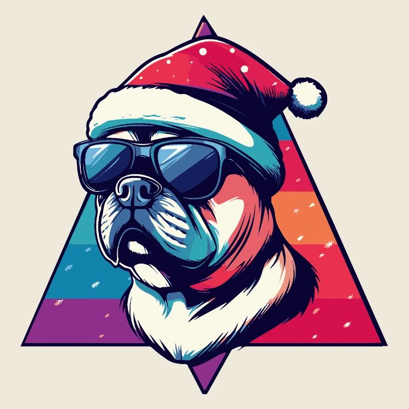 Style Père Noël néon bouledogue