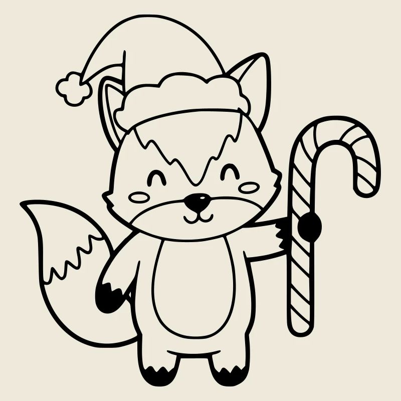 Weihnachtsfuchs mit Candy Cane Illustration