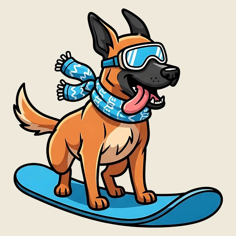 Snowboard Dog Funny Winter Dog