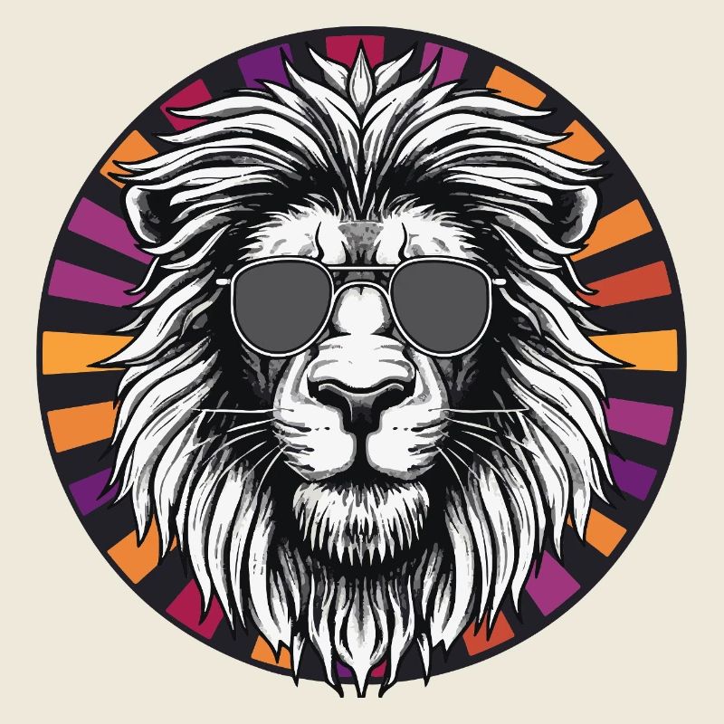 Lion avec lunettes de soleil