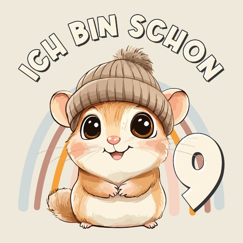 9th Birthday Hamster Rainbow Cute Cute