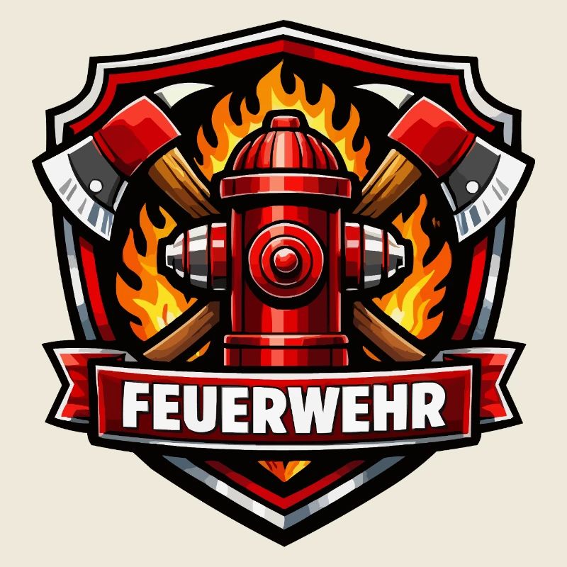 Fire Brigade Logo with Fire Hydrant and Flames