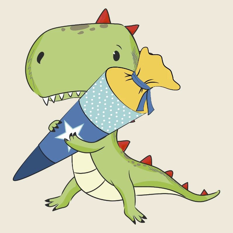 Dino avec cône d’école