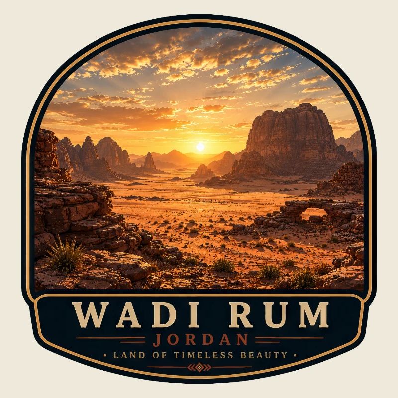 Wadi Rum Jordan Coucher de soleil vintage