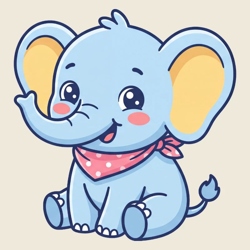 Bandana Bébé Éléphant Bleu
