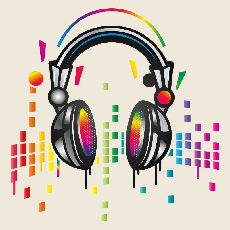 Kopfhörer mit bunter Equalizer Zeichnung