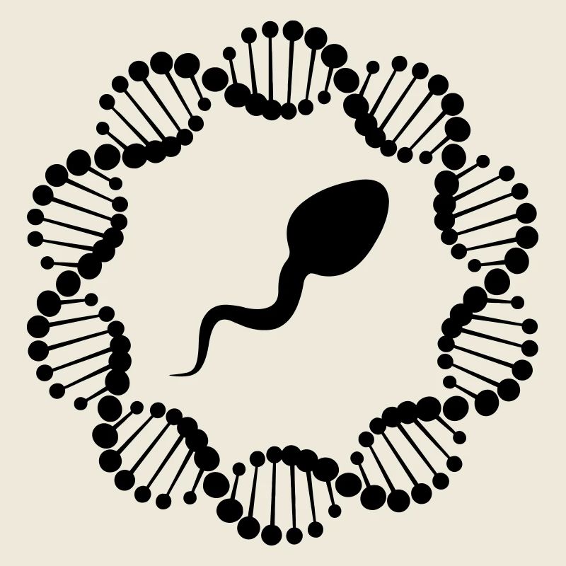 DNA-Strang im Kreis mit Spermien