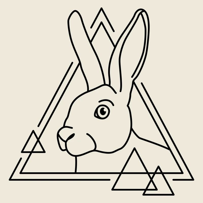 Rabbit in geometric shape - line art design