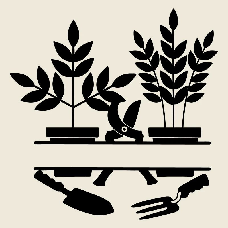 Garden gardener tools two plants