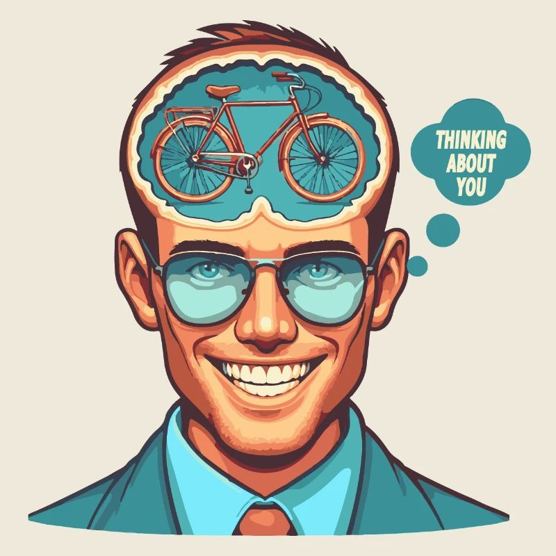 Mindful Bicycle Thinker Illustration