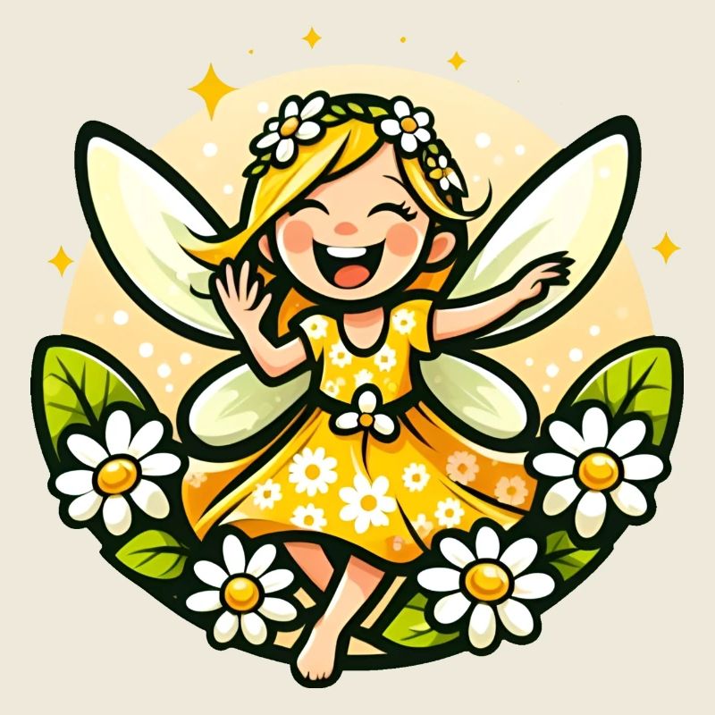 Süße Fee Gänseblümchen Blumenmädchen Lächeln