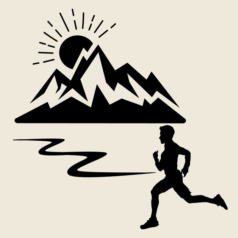 Runner man with mountains