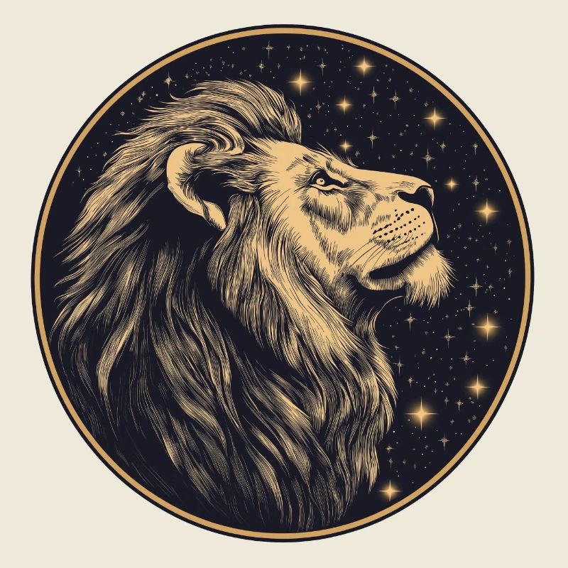 Lion avec ciel étoilé