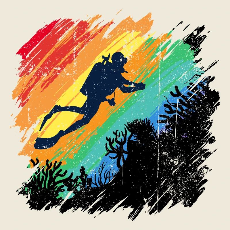 Vivid Underwater Diver Illustration