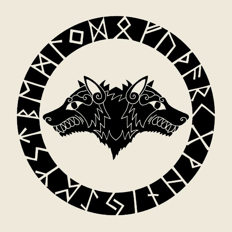 Two-headed black wolf