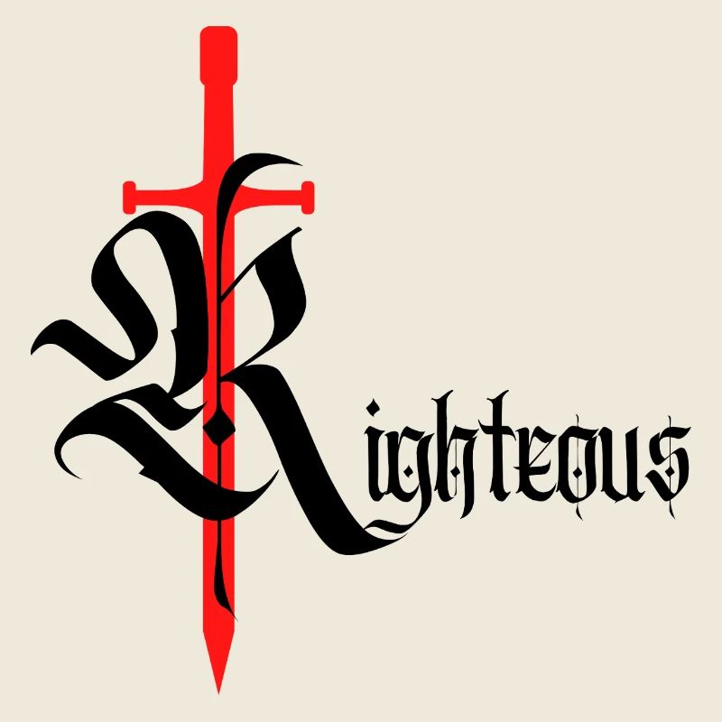 Gothic Righteous Design with Sword with black text