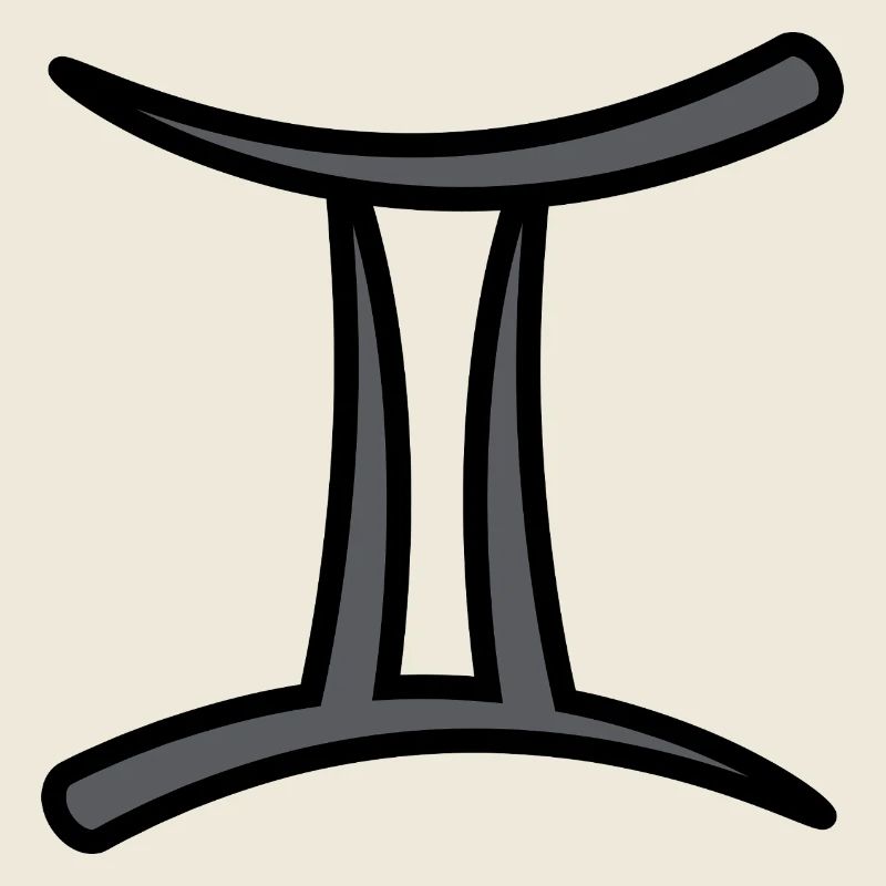 Geimini Sternzeichen Symbol Schwarz & Grau