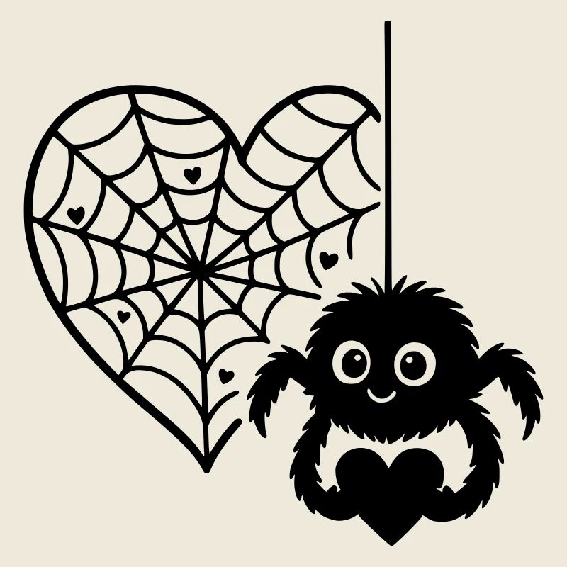 Flauschige_Spinne_und_Herzspinnennetz avec cœur