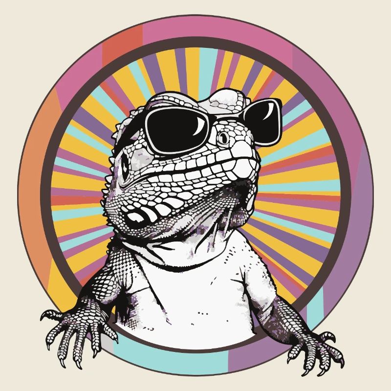 Lizard in Retro Sunglasses Iguana