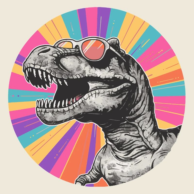 Dinosaurier Comic mit Sonnenbrille
