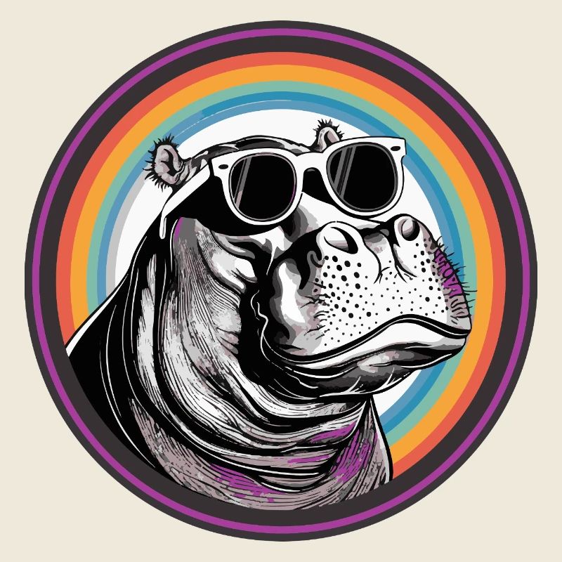 Nilpferd Sonnenbrille Comic