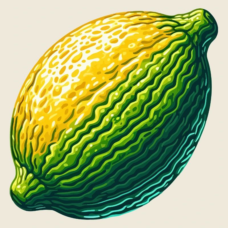 Abstract Lemon in Textured Green-Yellow