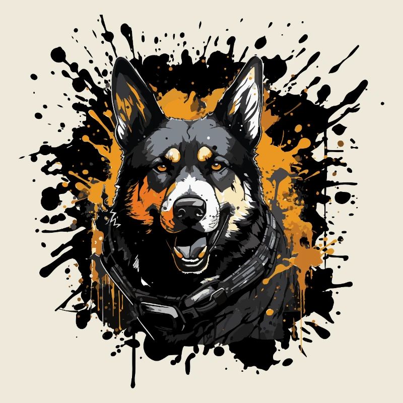 German Shepherd Graffiti Portrait