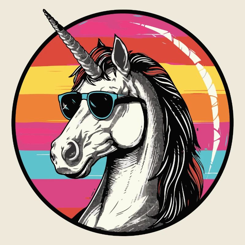 Licorne avec lunettes de soleil Sunset