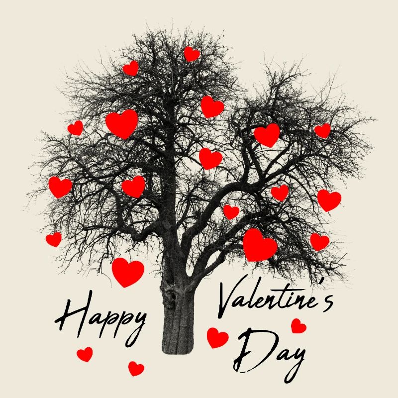 Rote Herzchen Baum mit Herzen Valentinstag Liebe