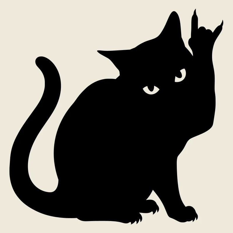 Black Cat – Devil Horns Silhouette