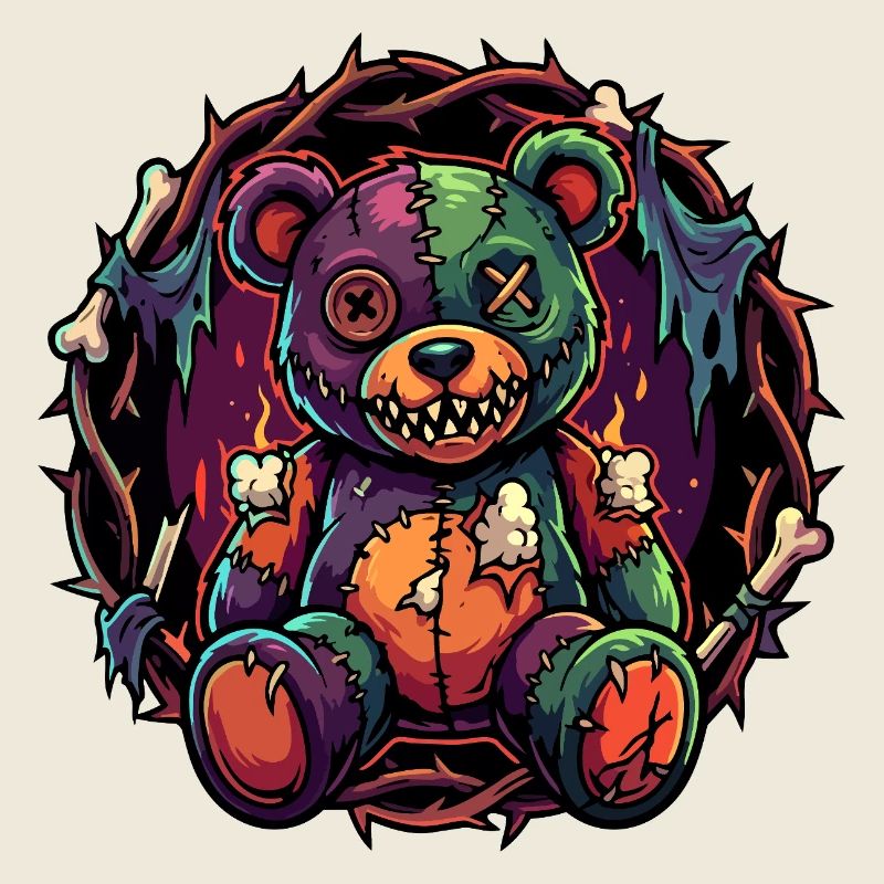 Patchwork Zombie Teddy Broken Horror Teddy Bear