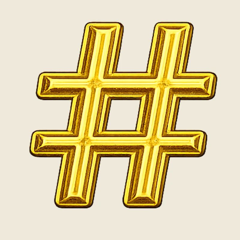 Emblème du hashtag doré