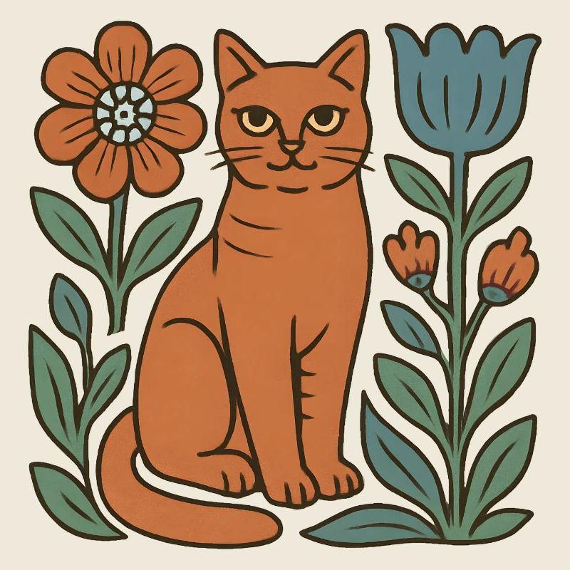 Les chats avec cadre floral