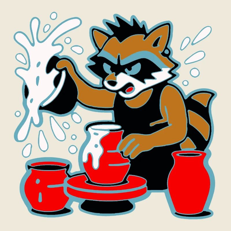 Waschbär-Keramik-Spritzer