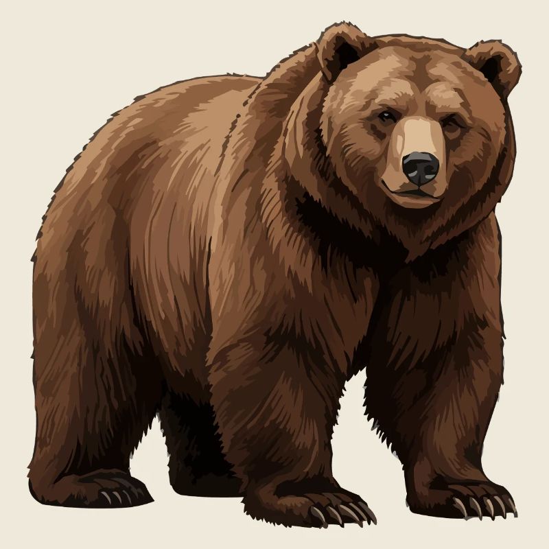 Brown bear graphic in nature style