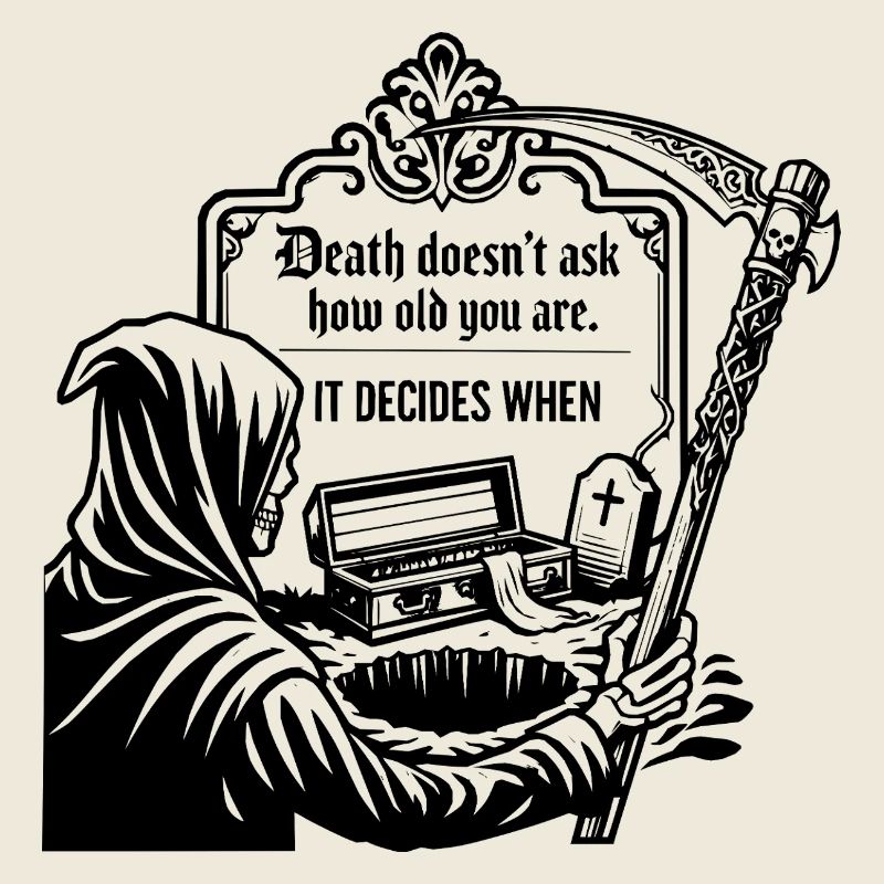 Death Doesn't Ask How Old You Are Gothic Skull