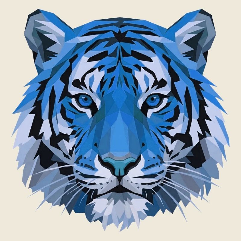 Blue Polygon Tiger Head